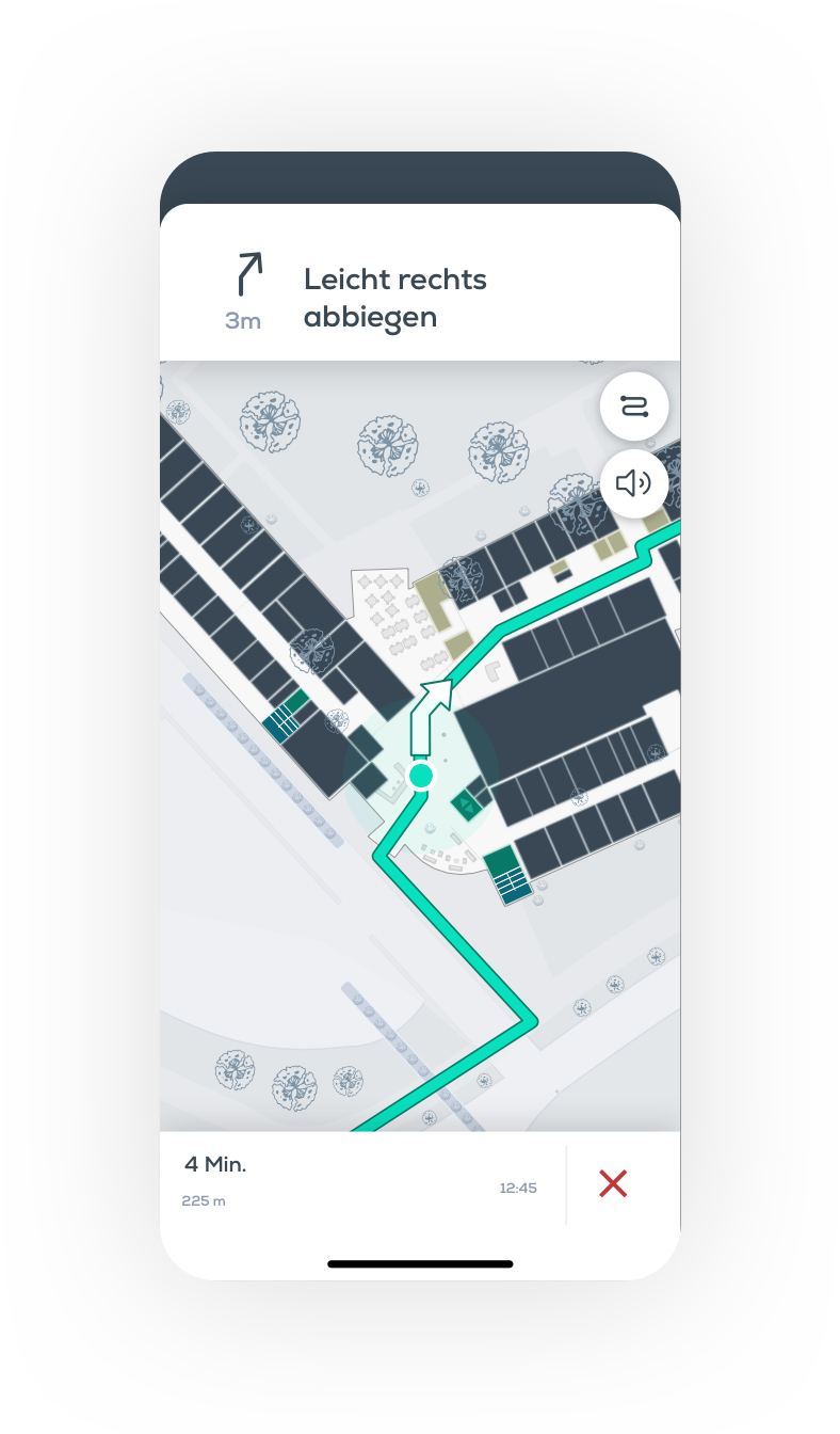 Ortung im Gebäude, App für Navigation, Echtzeitlokalisierung