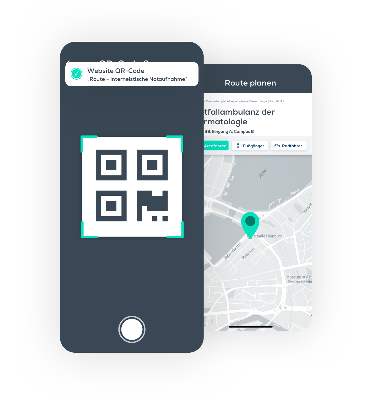 QR-code based navigation hospital app, hospital application, mobile app for hospitals