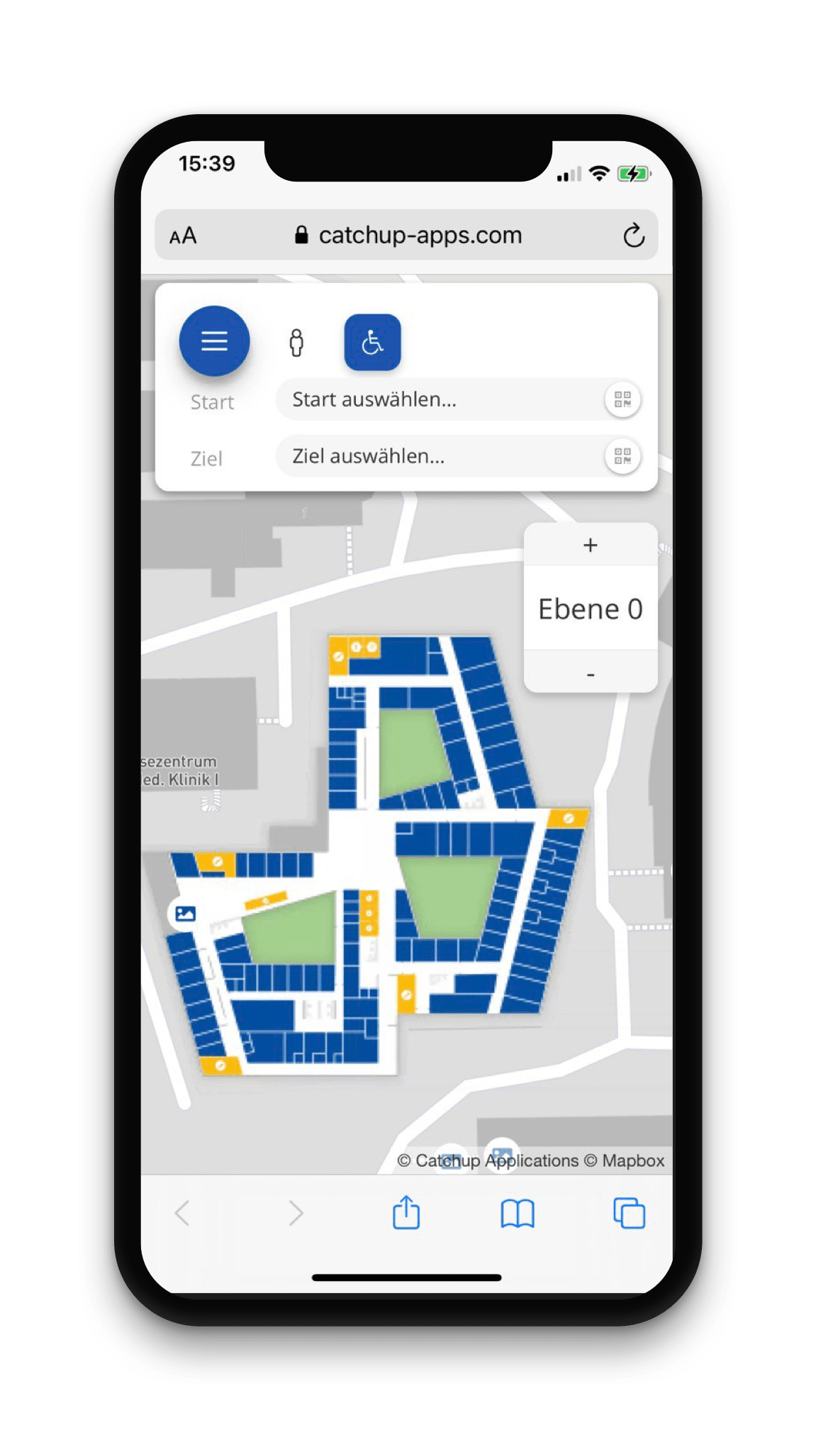 Ortung im Gebäude, App für Navigation, Echtzeitlokalisierung